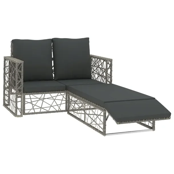 Zestaw Rattanowych Mebli Ogrodowych, Sofa 123x65x72cm, Podnóżek 106/133x5