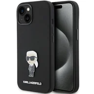 Etui i futerały do telefonów - Karl Lagerfeld KLHCP15MSMHKNPK iPhone 15 Plus / 14 Plus 6.7" czarny/black Silicone Ikonik Metal Pin - miniaturka - grafika 1