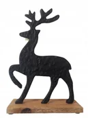 Ozdoby bożonarodzeniowe - FIGURKA RENIFER CZARNA METAL DREWNO DEKORACJA ŚWIĄTECZNA GLAMOUR 22x15cm - miniaturka - grafika 1
