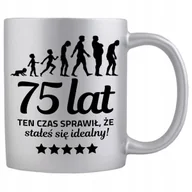 Kubki - KUBEK SREBRNY PREZENT NA 75 URODZINY TEN CZAS SPRAWIŁ ŻE JESTEŚ IDEALNY WZ - miniaturka - grafika 1