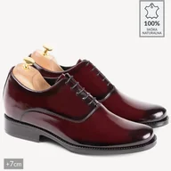 Półbuty męskie - Męskie podwyższające buty wizytowe James bordowe - BRILU - miniaturka - grafika 1