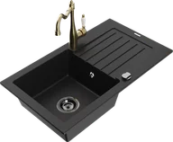 Zlewozmywaki z baterią - Mexen Pablo zlewozmywak granitowy 1-komorowy z ociekaczem i baterią kuchenną Carla, czarny - 6510-77-670700-50-B - miniaturka - grafika 1