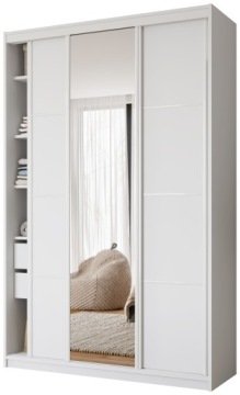 Szafa przesuwna z lustrem 150 cm Vita Max biała wysoka z drążkami
