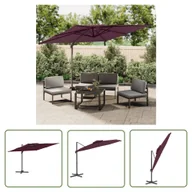 Parasole ogrodowe - The Living Store Wiszący parasol z podwójną czaszą - bordowy - 300x300 cm - Parasol Ogrodowy - miniaturka - grafika 1