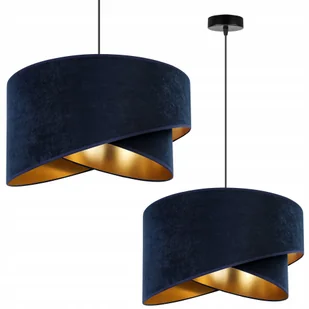 Lampa Sufitowa Wisząca Żyrandol Pojedyncza Granatowy Złoty Abażur Welur - Lampy sufitowe Lampa Sufitowa Wisząca Żyrandol Pojedyncza Granatowy Złoty Abażur Welur - Lampy sufitowe - miniaturka - grafika 1