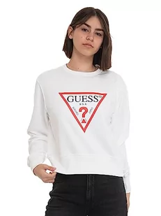 GUESS Damska bluza polarowa Cn Original, Czysta biel, S - Bluzy damskie - miniaturka - grafika 1
