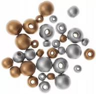 Dekoratorstwo - Drewniane Koraliki, Kulki, Gold&Silver, 30 Szt. Dpcraft - miniaturka - grafika 1