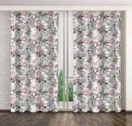 Zasłony - Zasłona Gotowa Na Żabki, 160X250, Szara W Kwiaty, Zmb-63 - miniaturka - grafika 1