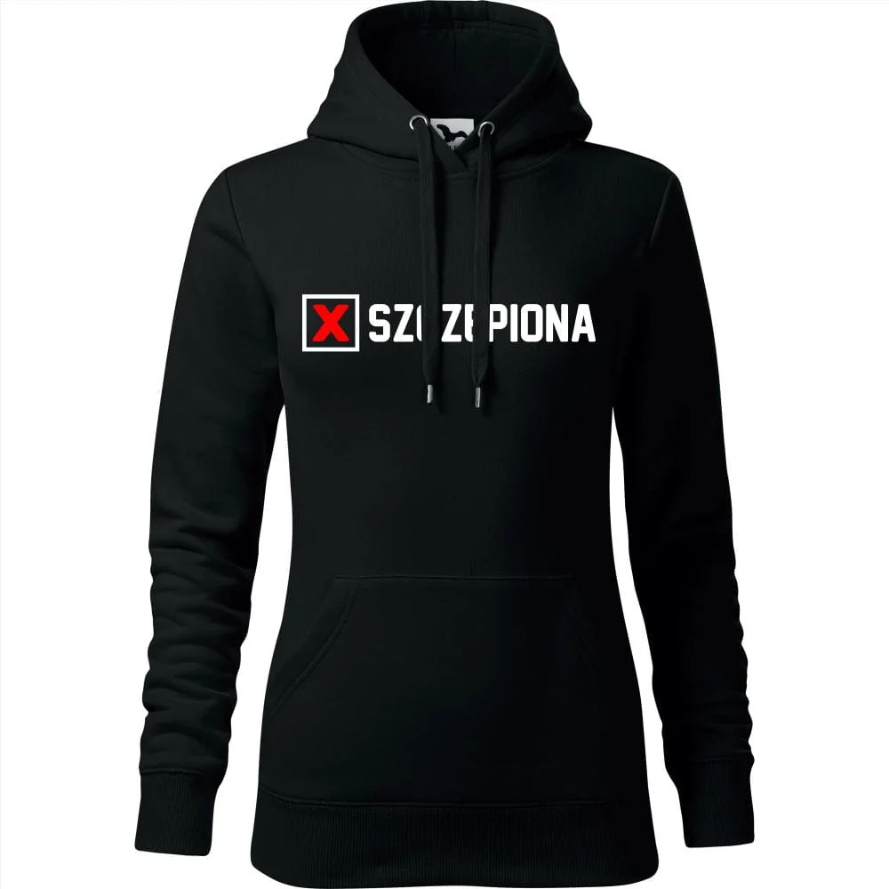 Damska Bluza Z Kapturem - Szczepiona Czarny Xs