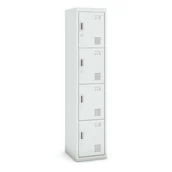 Szafki BHP - B2B Partner Szafka szatniowa 4-drzwiowa, zamek cylindryczny, 1800 x 380 x 450 mm, szara/szara CY-019 RAL7035/7035 - miniaturka - grafika 1