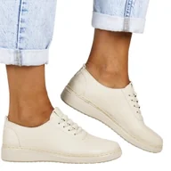 Półbuty damskie - PÓŁBUTY DAMSKIE WSUWANE NA KOTURNIE UNISOFT 5933 BEŻOWE - miniaturka - grafika 1