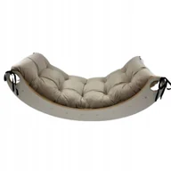 Skoczki dla dzieci - Drewniany Bujak Montessori dla Dziecka Mały + poduszka welurowa beżowa - miniaturka - grafika 1