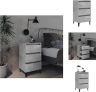 Szafki nocne - vidaXL Szafka nocna z metalowymi nogami betonowa szara 40x35x69 cm - Szafki nocne - miniaturka - grafika 1