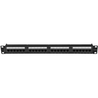 Szafy rack - Lanberg Patch panel 24 port 1U kat.6A czarny PPUA-1024-B - miniaturka - grafika 1