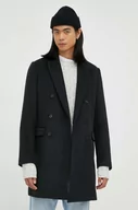Płaszcze męskie - Bruuns Bazaar płaszcz z domieszką wełny kolor czarny przejściowy dwurzędowy - miniaturka - grafika 1