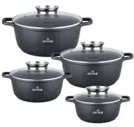 Zestawy garnków i patelni - Garnki marmurowe czarne 16/20/24/28 cm zestaw 8 el Zilner indukcja gaz - miniaturka - grafika 1