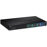 Pozostałe akcesoria sieciowe - Trendnet TPE-1620WSF łącza sieciowe Zarządzany L2/L3 Gigabit Ethernet (10/100/1000) Obsługa PoE 1U Czarny - miniaturka - grafika 1