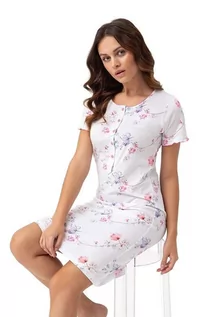 Bielizna nocna - Koszulka nocna damska Penelopa biała w kwiaty M - grafika 1