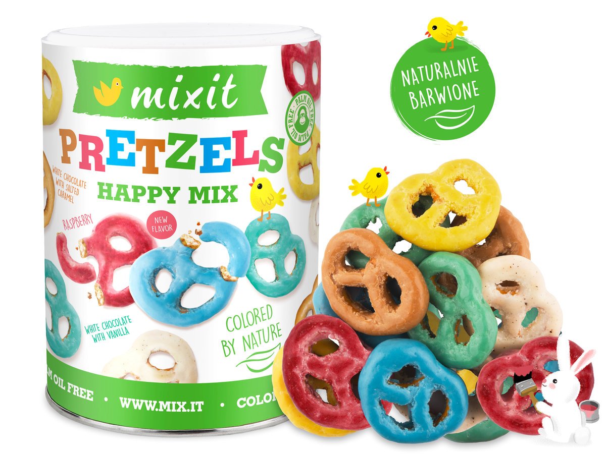 Mixit Wiel-koko-nocne precelki - precelki w białej czekoladzie z proszkiem owocowym, 240g