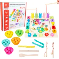 Zabawki interaktywne dla dzieci - Drewniana Logiczna Gra Łowienie Rybek Magnetyczna Układanka Trening Mózgu - miniaturka - grafika 1