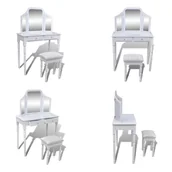 Toaletki - vidaXL Toaletka z lustrem 3 w 1 i stołkiem 2 szuflady biała - Toaletka - Toaletki - Toaletki - Toaletki - miniaturka - grafika 1