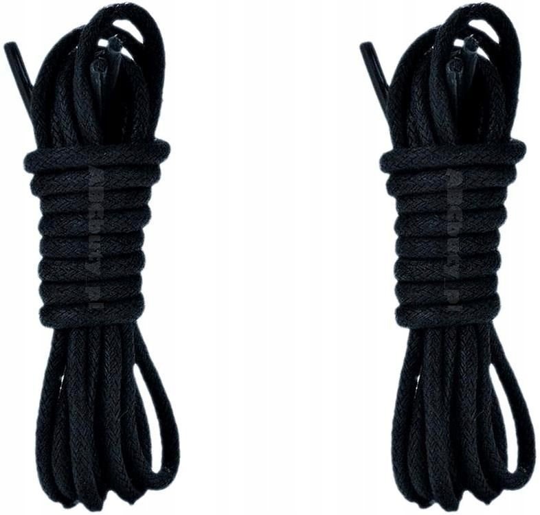 Sznurówki CZARNE Sznurowadła 140 cm ŚREDNIE OKRĄGŁE 3,5 mm BAWEŁNIANE G9-50