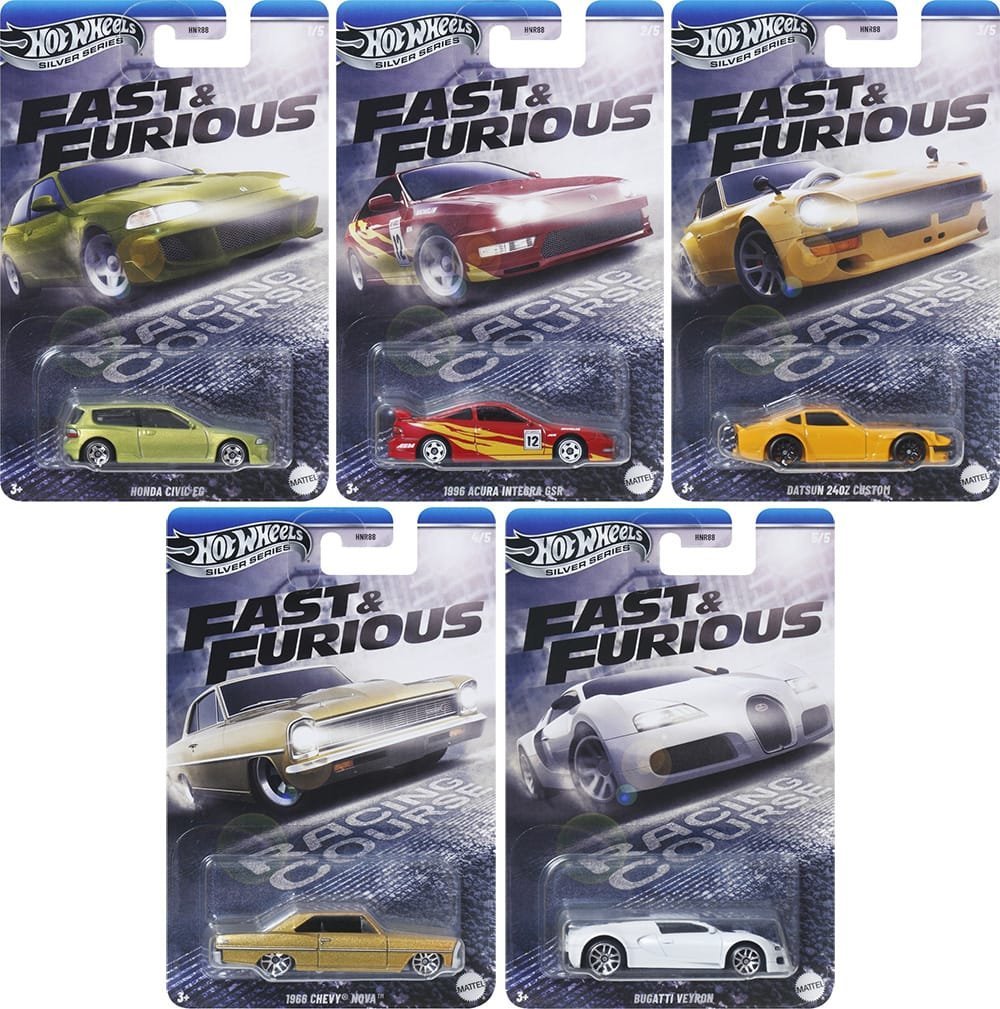 HOT WHEELS FAST AND FURIOUS RACING COURSE ZESTAW 5 szt. HNR88