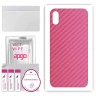 Szkła hartowane na telefon - Folia naklejka skórka strukturalna na TYŁ do Apple iPhone X -  Carbon Różowy - apgo SKINS - miniaturka - grafika 1