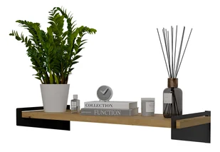 Ścienna półka na książki w stylu loft czarny + dąb artisan Nerox - Półki do salonu - miniaturka - grafika 1