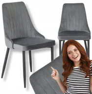 Krzesła - Krzesło Tapicerowane Welurowe Kuchenne Szare Do Jadalni Salonu Loft BARI - miniaturka - grafika 1