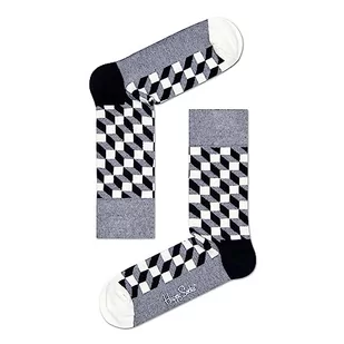 Happy Socks Filled Optic, kolorowe i zabawne, Skarpety dla kobiet i mężczyzn, Czarny-Szary-Biały (36-40) - Skarpetki męskie - miniaturka - grafika 1