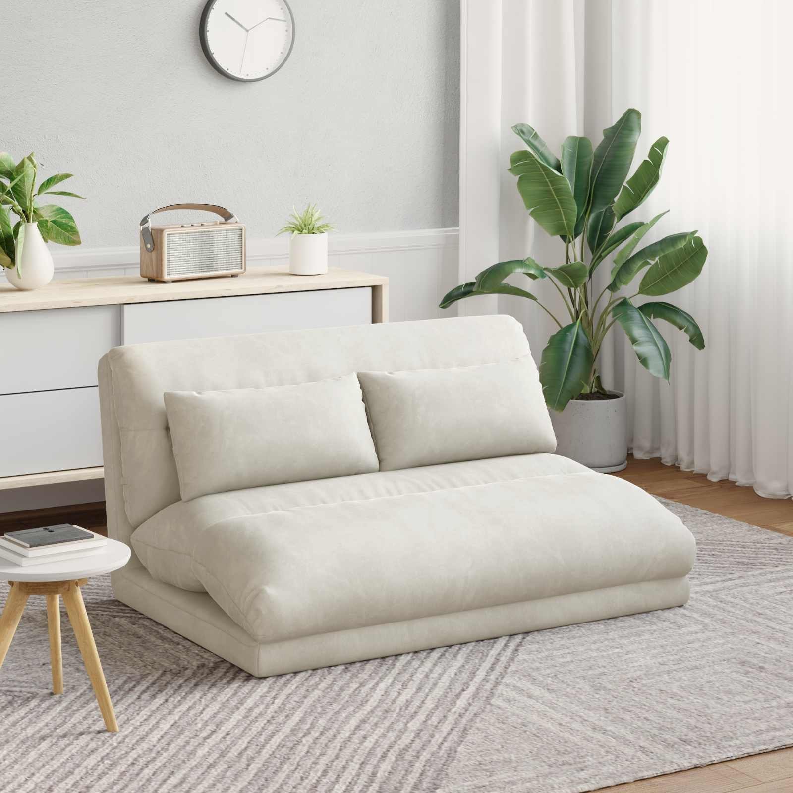 vidaXL vidaXL Krzesło na podłogę Kremowy 110 x 82 x 55 cm Aksamit