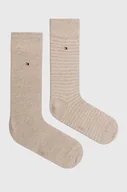 Skarpetki męskie - Tommy Hilfiger skarpetki 2-pack męskie kolor beżowy 100001496 - miniaturka - grafika 1