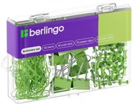 Spinacze i klipsy do papieru - Zestaw zielony: 70 spinaczy, 40 pinezek tablicowych, 10 klipów, Berlingo - miniaturka - grafika 1