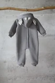 Kombinezony dla dzieci - Kombinezon z kapturem z uszami jelonka szary - miniaturka - grafika 1