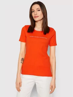 Koszulki i topy damskie - Benetton United Colors Of T-Shirt 3GA2E16A2 Pomarańczowy Regular Fit - grafika 1