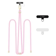 Pozostałe akcesoria do telefonów - Smycz do telefonu TECH-PROTECT C7S Rope Crossbody Strap Jasnoróżowo-złoty - miniaturka - grafika 1
