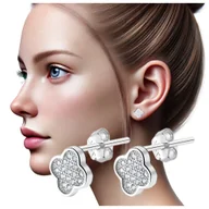 Kolczyki - Srebrne kolczyki koniczyna z cyrkoniami – elegancja i symbol szczęścia - miniaturka - grafika 1