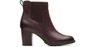 Botki damskie - Clarks Verona Ease Botki bordowe skórzane 37 - miniaturka - grafika 1