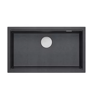 QUADRON DASH 110 GraniteQ zlewozmywak black diamond 76x44x23,5 cm 1-komorowy wpuszczany z syfonem manualnym stal szlachetna - Zlewozmywaki - miniaturka - grafika 1