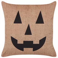 Poduszki dekoracyjne - Welurowa Poduszka Dekoracyjna Z Motywem Dyni Halloweenowej 45 X 45 Cm Beżowa Sebes - miniaturka - grafika 1