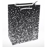 Opakowania i torebki na prezenty - Wydawnictwo Diecezjalne Sandomierz Torebka prezentowa średnia 1388-2, czarna w białe kropeczki - miniaturka - grafika 1