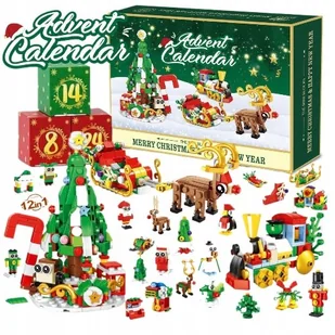 Kalendarz Adwentowy 24 Elementy Klocki Konstrukcyjne Z Motywem Świąt - Ozdoby bożonarodzeniowe - miniaturka - grafika 1