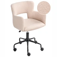 Fotele i krzesła biurowe - Beliani Krzesło obrotowe SANILAC Boucle Beżowy - miniaturka - grafika 1