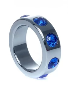 Pierścienie erekcyjne - Boss Series Boss Series Metal Ring Dark Blue Diamonds S - Metalowy pierścień erekcyjny - grafika 1