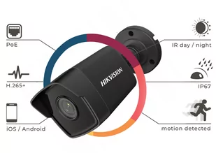Zestaw do monitoringu 4 czarne kamery IP Hikvision IPCAM-B4 4Mpx - Zestawy do monitoringu - miniaturka - grafika 2