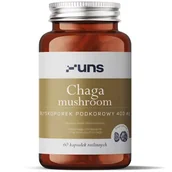 Witaminy i minerały dla sportowców - UNS Chaga Mushroom Błyskoporek Podkorowy 400mg 60vegcaps - miniaturka - grafika 1