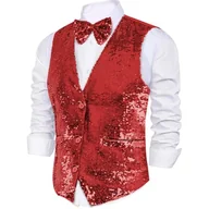 Kurtki i płaszcze dla chłopców - Dress Up America Kamizelka Z Cekinami Dress Up America Z Muszką - Błyszcząca Kamizelka Dla Chłopców (Czerwony, Bardzo duży) - miniaturka - grafika 1