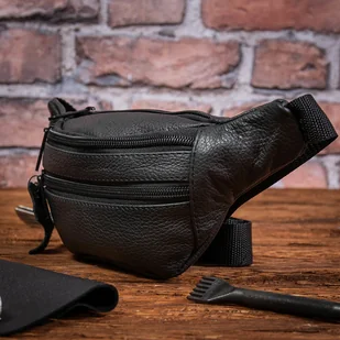 Nerka Męska Skórzana Mała Czarna na Dokumenty Belveder N1 - Nerki - miniaturka - grafika 1