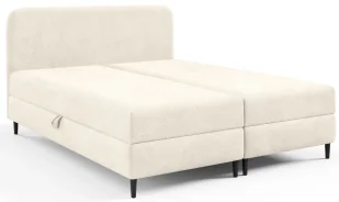 Śmietankowe łóżko kontynentalne z zagłówkiem Tionis - 5 rozmiarów - Łóżka - miniaturka - grafika 1